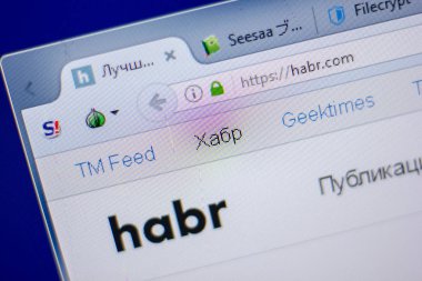 Ryazan, Rusya - 05 Haziran 2018: Habr ana web sitesi Pc, url - Habr.com görüntüleme