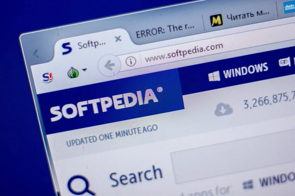 リャザン ロシア 2018 Softpedia ホームページ ウェブサイト Url Softpedia Com のディスプレイに — ストック写真