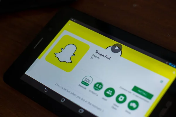 Ryazan Rússia Março 2018 Aplicativo Snapchat Uma Exibição Tablet — Fotografia de Stock