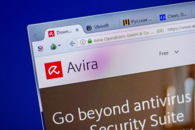 Ryazan, Rusya - 05 Haziran 2018: Avira ana web sitesi Pc, url - danavira.com görüntüleme