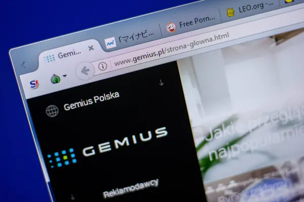 Ryazan, Rusya - 05 Haziran 2018: Gemius ana web sitesi Pc, url - Gemius.pl görüntüleme