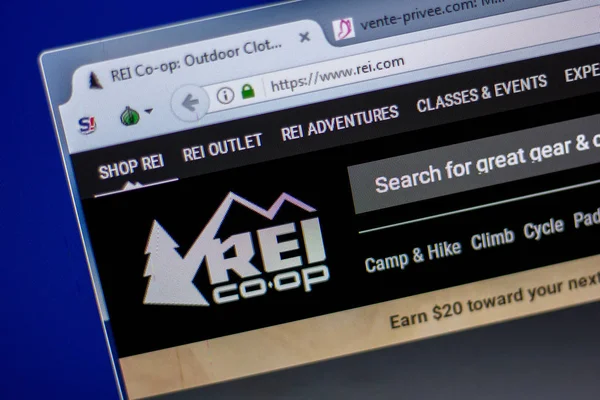 Ryazan, Rusya - 05 Haziran 2018: Rei ana web sitesi Pc, url - Rei.com görüntüleme