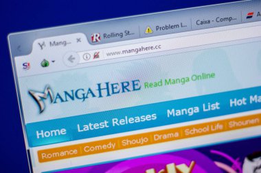 Ryazan, Rusya - 05 Haziran 2018: Mangahere ana web sitesi Pc, url - Mangahere.cc görüntüleme