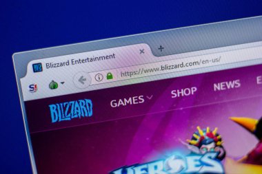 Ryazan, Rusya - 05 Haziran 2018: Blizzard ana web sitesi Pc, url - Blizzard.com görüntüleme