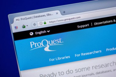 Ryazan, Rusya - 05 Haziran 2018: Proquest ana web sitesi Pc, url - Proquest.com görüntüleme