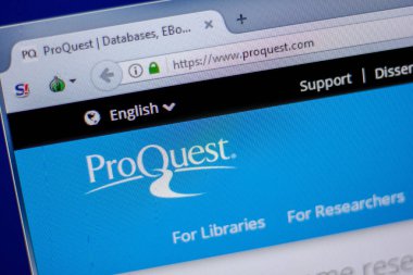 Ryazan, Rusya - 05 Haziran 2018: Proquest ana web sitesi Pc, url - Proquest.com görüntüleme