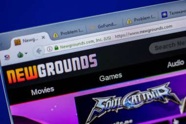 Ryazan, Rusya - 05 Haziran 2018: Newgrounds ana web sitesi Pc, url - Newgrounds.com görüntüleme