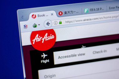 Ryazan, Rusya - 05 Haziran 2018: Airasia.com ana web sitesi Pc, url - Airasia.com görüntüleme