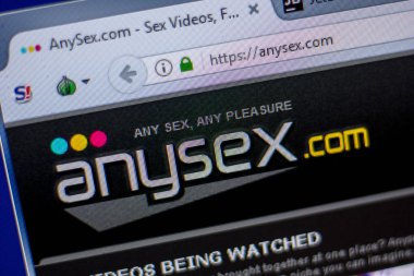 Ryazan, Rusya - 05 Haziran 2018: Anysex ana web sitesi Pc, url - Anysex.com görüntüleme