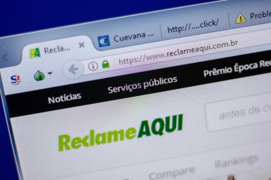 Ryazan, Rusya - 05 Haziran 2018: Reclameaqui ana web sitesi Pc, url - Reclameaqui.com.br görüntüleme