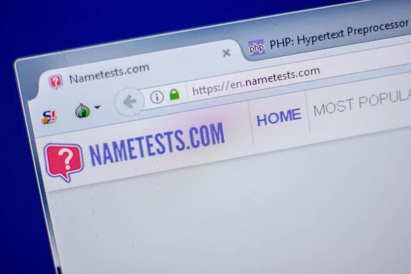 Ryazan Russia Juni 2018 Situs Web Homepage Nametests Pada Tampilan — Stok Foto