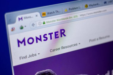 Ryazan, Rusya - 05 Haziran 2018: Canavar ana web sitesi Pc, url - Monster.com görüntüleme