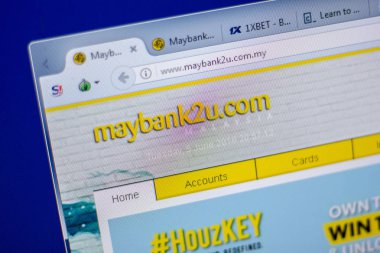 Ryazan, Rusya - 05 Haziran 2018: Maybank2u ana web sitesi Pc, url - Maybank2u.com.my görüntüleme