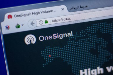 Ryazan, Rusya - 05 Haziran 2018: Onesignal ana web sitesi Pc, url - Os.tc görüntüleme