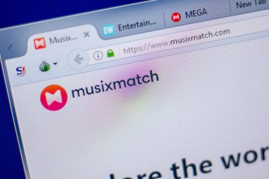 Ryazan, Rusya - 05 Haziran 2018: Musixmatch ana web sitesi Pc, url - Musixmatch.com görüntüleme