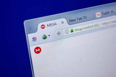 Ryazan, Rusya - 05 Haziran 2018: Mega ana web sitesi Pc, url - Mega.co.nz görüntüleme