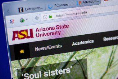 Ryazan, Rusya - 05 Haziran 2018: Arizona State University ana sayfasını Web sitesi Pc, url - Asu.edu görüntüleme