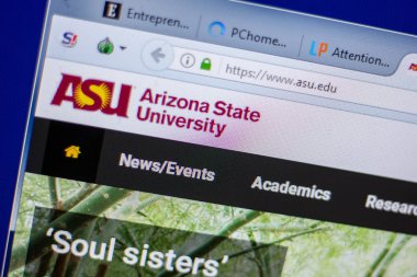 Ryazan, Rusya - 05 Haziran 2018: Arizona State University ana sayfasını Web sitesi Pc, url - Asu.edu görüntüleme