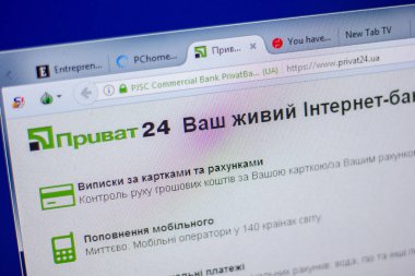 Ryazan, Rusya - 05 Haziran 2018: Privat24 banka ana web sitesi Pc, url - Privat24.ua görüntüleme