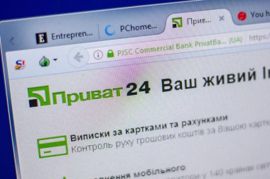 Ryazan, Rusya - 05 Haziran 2018: Privat24 banka ana web sitesi Pc, url - Privat24.ua görüntüleme