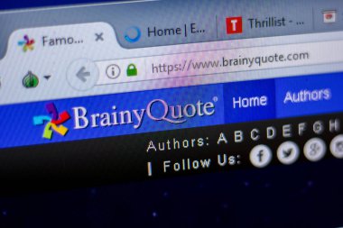 Ryazan, Rusya - 05 Haziran 2018: Brainyquote ana web sitesi Pc, url - Brainyquote.com görüntüleme