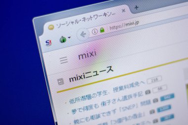 Ryazan, Rusya - 05 Haziran 2018: Mixi ana web sitesi Pc, url - Mixi.jp görüntüleme