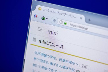 Ryazan, Rusya - 05 Haziran 2018: Mixi ana web sitesi Pc, url - Mixi.jp görüntüleme