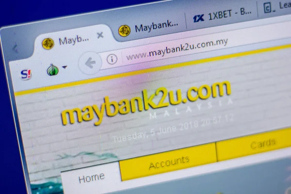 Ryazan Rusya Haziran 2018 Maybank2U Ana Web Sitesi Url Maybank2U — Stok fotoğraf