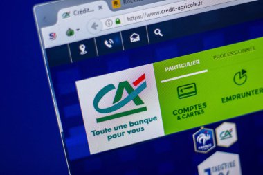 Ryazan, Rusya - 05 Haziran 2018: Credit Agricole ana web sitesi Pc, url - kredi-Agricole.fr görüntüleme