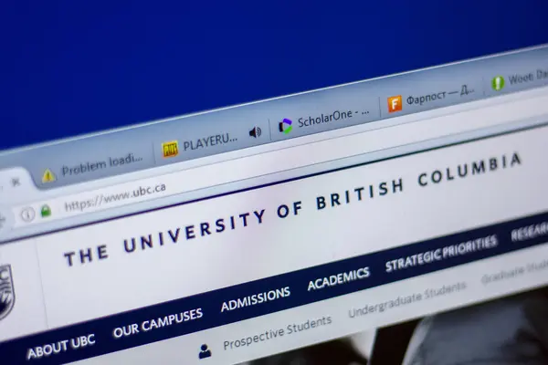 Riazań Rosja Czerwca 2018 University British Columbia Strony Ekranie Komputera — Zdjęcie stockowe