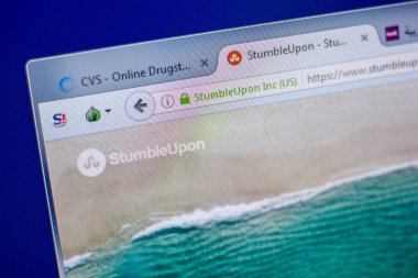 Ryazan, Rusya - 05 Haziran 2018: Stumbleupon ana web sitesi Pc, url - Stumbleupon.com görüntüleme