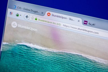 Ryazan, Rusya - 05 Haziran 2018: Stumbleupon ana web sitesi Pc, url - Stumbleupon.com görüntüleme