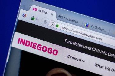 Ryazan, Rusya - 05 Haziran 2018: Indiegogo ana web sitesi Pc, url - Indiegogo.com görüntüleme
