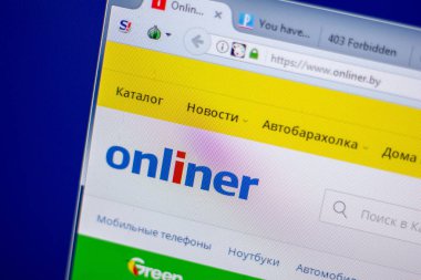 Ryazan, Rusya - 05 Haziran 2018: Onliner ana web sitesi Pc, url - Onliner.by görüntüleme