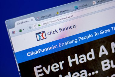 Ryazan, Rusya - 05 Haziran 2018: Clickfunnels ana web sitesi Pc, url - Clickfunnels.com görüntüleme