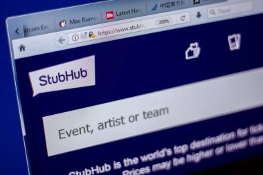 Ryazan, Rusya - 05 Haziran 2018: Stubhub ana web sitesi Pc, url - Stubhub.com görüntüleme