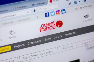 Ryazan, Rusya - 05 Haziran 2018: Ouest France ana web sitesi Pc, url - Ouest-France.fr görüntüleme