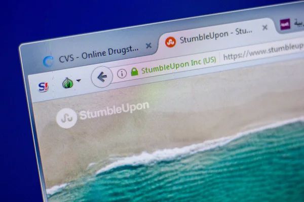 Ryazan, Rusya - 05 Haziran 2018: Stumbleupon ana web sitesi Pc, url - Stumbleupon.com görüntüleme