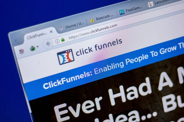 Ryazan Venäjä Kesäkuu 2018 Kotisivu Clickfunnels Verkkosivuilla Näytöllä Url Clickfunnels — kuvapankkivalokuva