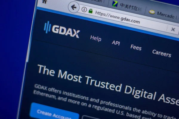 Ryazan, Rusya - 05 Haziran 2018: Gdax ana web sitesi Pc, url - Gdax.com görüntüleme