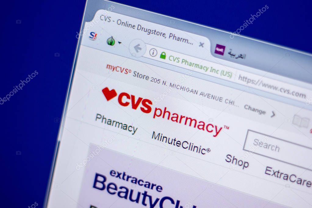 Ryazan, Russia - June 05, 2018: Homepage of CVS website on the display of PC, url - CVS.com
