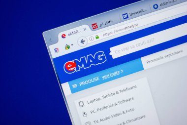 Ryazan, Rusya - 16 Haziran 2018: Ana Pc, url - ekranda emag sitesinin emag.ro