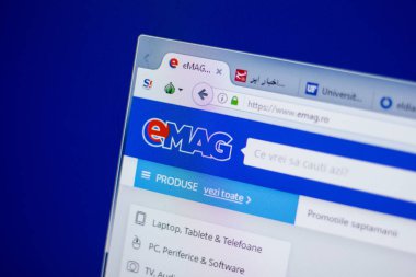 Ryazan, Rusya - 16 Haziran 2018: Ana Pc, url - ekranda emag sitesinin emag.ro
