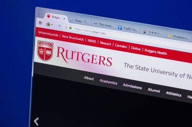 Ryazan, Rusya - 16 Haziran 2018: Rutgers ana web sitesi Pc, url - Rutgers.edu görüntüleme