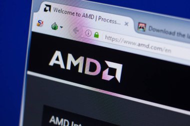 Ryazan, Rusya - 16 Haziran 2018: Amd web sitesinin Pc, url - Amd.com ekranında ana sayfası
