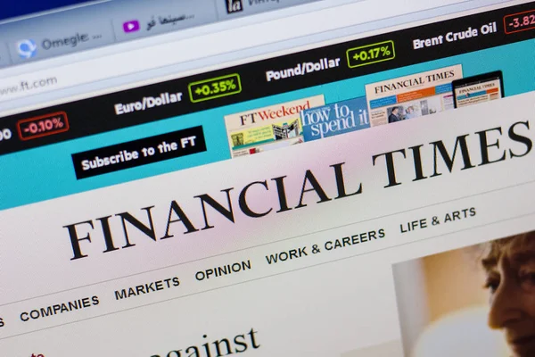 Ryazan Rusia Junio 2018 Página Web Del Financial Times Pantalla — Foto de Stock