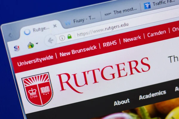 Ryazan Federacja Rosyjska Czerwca 2018 Homepage Rutgers Witryny Ekranie Komputera — Zdjęcie stockowe