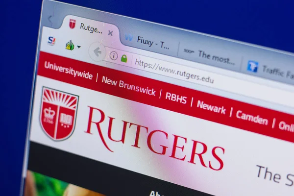 Ryazan, Rusya - 16 Haziran 2018: Rutgers ana web sitesi Pc, url - Rutgers.edu görüntüleme