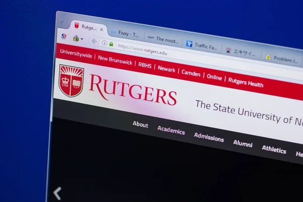 Ryazan Federacja Rosyjska Czerwca 2018 Homepage Rutgers Witryny Ekranie Komputera — Zdjęcie stockowe