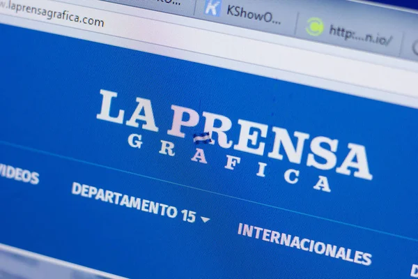Ryazan, Rusya - 16 Haziran 2018: Laprensagrafica web sitesinin Pc, url - Laprensagrafica.com ekranında ana sayfası